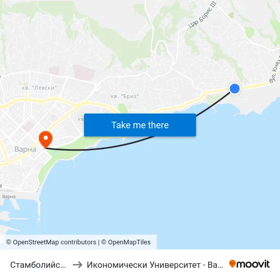 Стамболийски / Stamboliyski to Икономически Университет - Варна (University of Economics - Varna) map