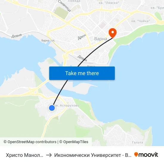 Христо Манолов / Hristo Manolov to Икономически Университет - Варна (University of Economics - Varna) map
