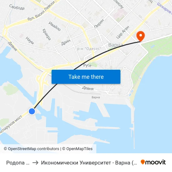 Родопа / Rodopa to Икономически Университет - Варна (University of Economics - Varna) map