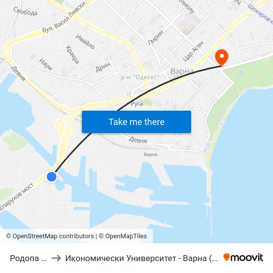 Родопа / Rodopa to Икономически Университет - Варна (University of Economics - Varna) map