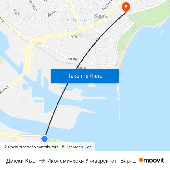Детски Кът / Detski Kat to Икономически Университет - Варна (University of Economics - Varna) map
