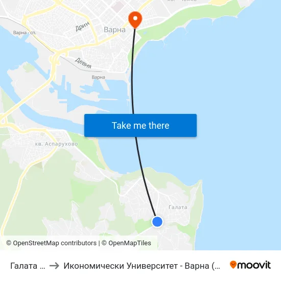 Галата / Galata to Икономически Университет - Варна (University of Economics - Varna) map