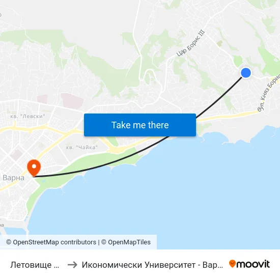 Летовище 2 / Letovishte 2 to Икономически Университет - Варна (University of Economics - Varna) map
