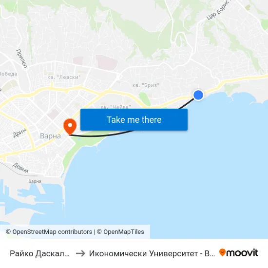 Райко Даскалов / Rayko Daskalov to Икономически Университет - Варна (University of Economics - Varna) map