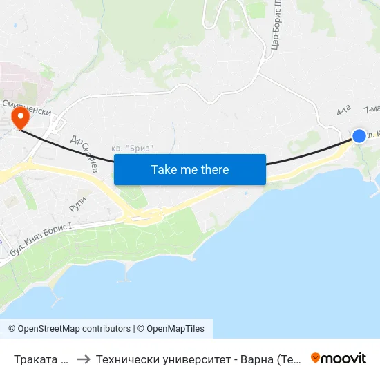 Траката / Trakata to Технически университет - Варна (Technical University of Varna) map
