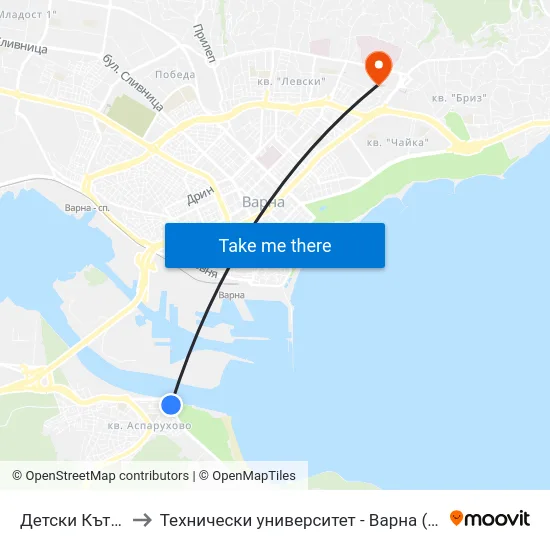Детски Кът / Detski Kat to Технически университет - Варна (Technical University of Varna) map