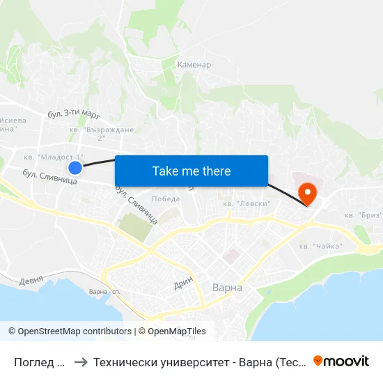 Поглед / Pogled to Технически университет - Варна (Technical University of Varna) map