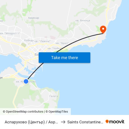 Аспарухово (Център) / Asparuhovo (Centre) to Saints Constantine and Helena map