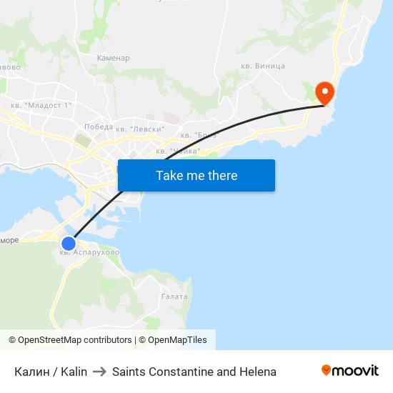 Калин / Kalin to Saints Constantine and Helena map