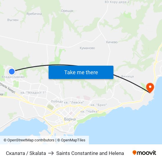 Скалата / Skalata to Saints Constantine and Helena map