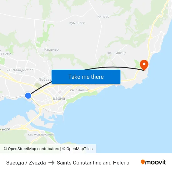 Звезда / Zvezda to Saints Constantine and Helena map