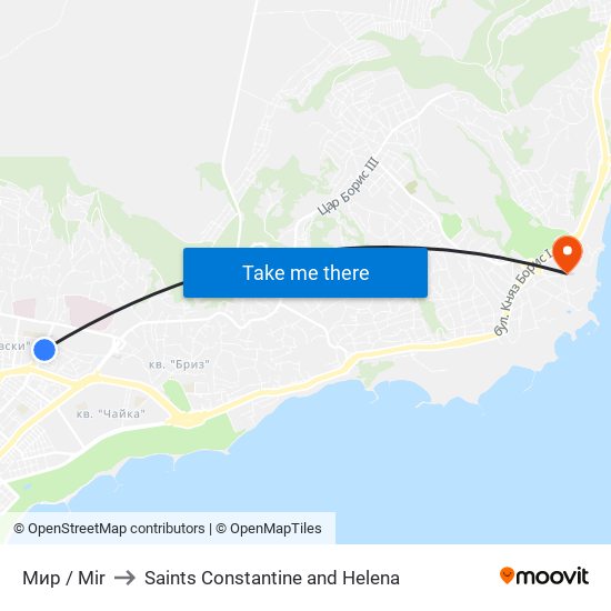 Мир / Mir to Saints Constantine and Helena map