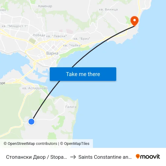 Стопански Двор / Stopanski Dvor to Saints Constantine and Helena map