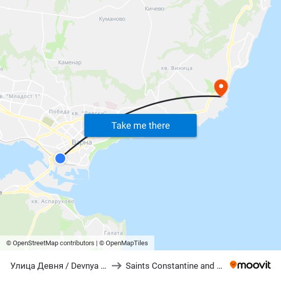 Улица Девня / Devnya Street to Saints Constantine and Helena map