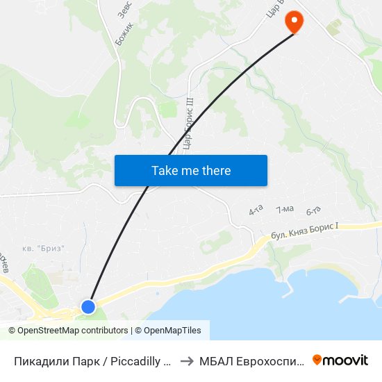 Пикадили Парк / Piccadilly Park to МБАЛ Еврохоспитал map