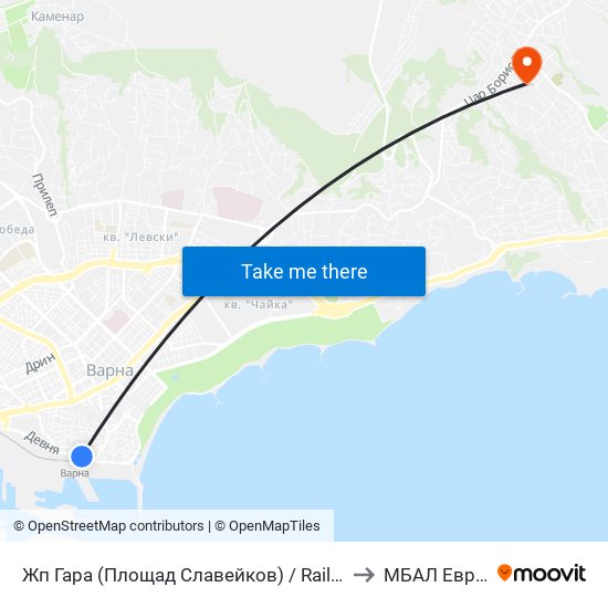 Жп Гара (Площад Славейков) / Railway Station (Slaveykov Square) to МБАЛ Еврохоспитал map