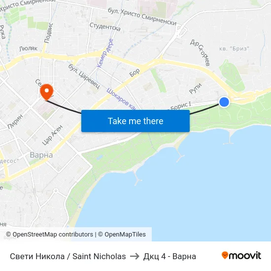 Свети Никола / Saint Nicholas to Дкц 4 - Варна map