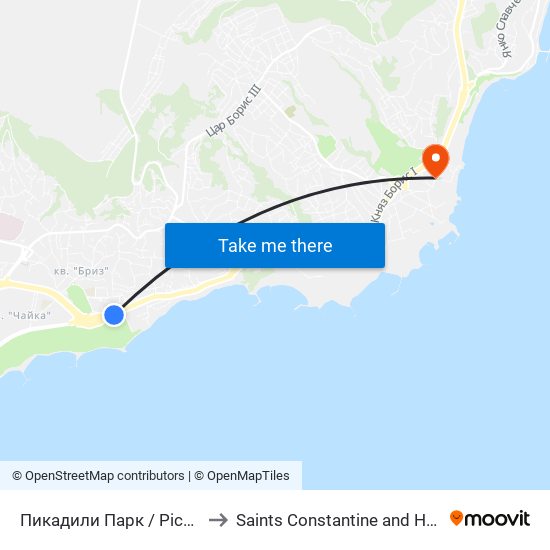 Пикадили Парк / Piccadilly Park to Saints Constantine and Helena Resort map