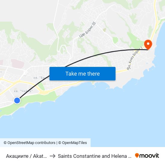 Акациите / Akatsiite to Saints Constantine and Helena Resort map