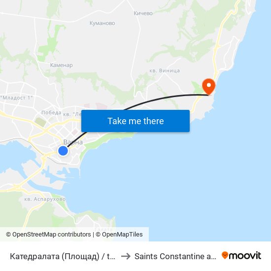 Катедралата (Площад) / the Cathedral (Square) to Saints Constantine and Helena Resort map