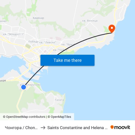 Чонгора / Chongora to Saints Constantine and Helena Resort map