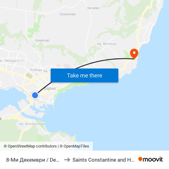 8-Ми Декември / December 8th to Saints Constantine and Helena Resort map