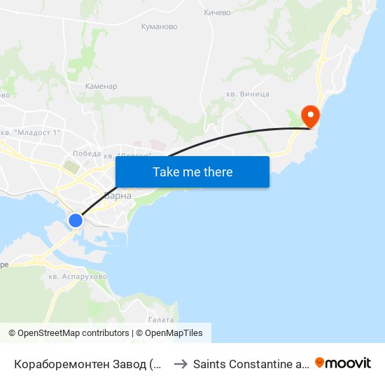 Кораборемонтен Завод (К.З.) / Ship Repair Plant to Saints Constantine and Helena Resort map