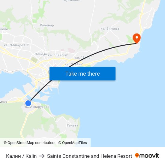 Калин / Kalin to Saints Constantine and Helena Resort map