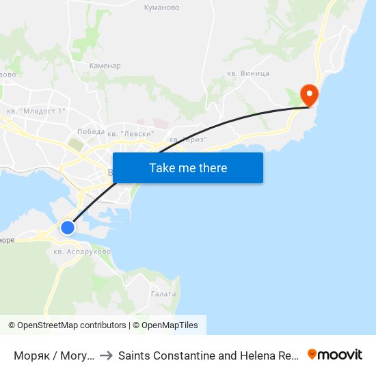 Моряк / Moryak to Saints Constantine and Helena Resort map