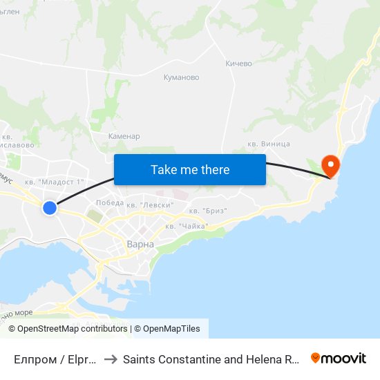 Елпром / Elprom to Saints Constantine and Helena Resort map