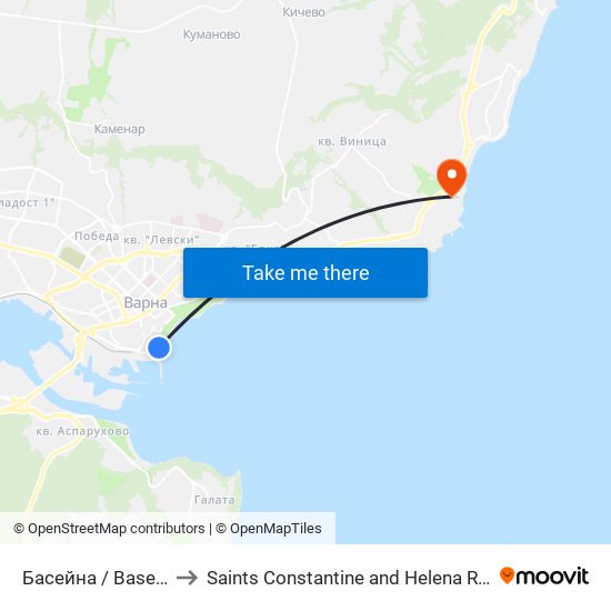 Басейна / Baseyna to Saints Constantine and Helena Resort map