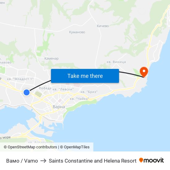 Вамо / Vamo to Saints Constantine and Helena Resort map