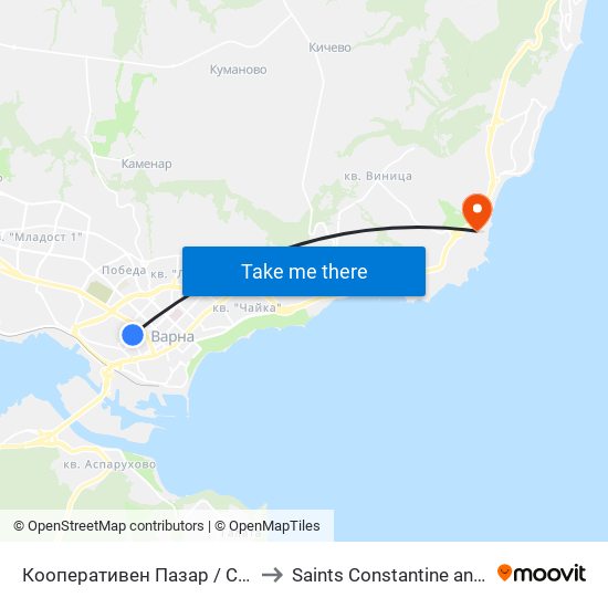 Кооперативен Пазар / Cooperative Market to Saints Constantine and Helena Resort map