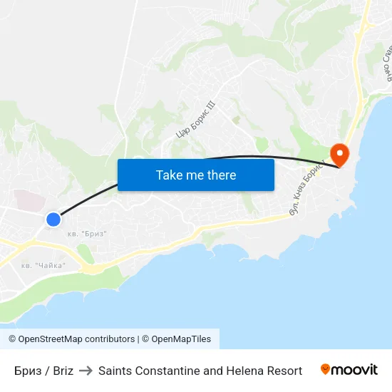 Бриз / Briz to Saints Constantine and Helena Resort map
