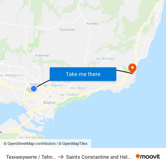 Техникумите / Tehnikumite to Saints Constantine and Helena Resort map