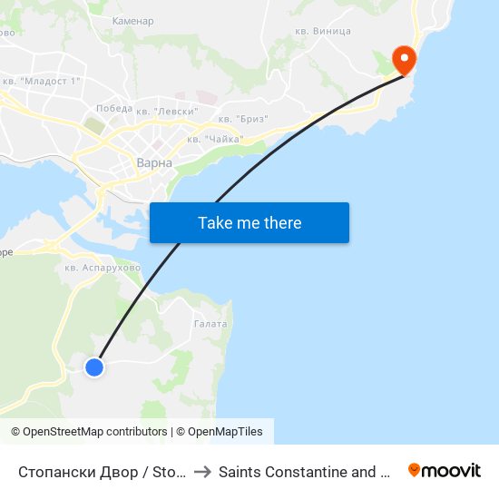 Стопански Двор / Stopanski Dvor to Saints Constantine and Helena Resort map