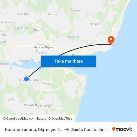 Константиново, Обръщач / Konstantinovo (Turn Spot) to Saints Constantine and Helena Resort map