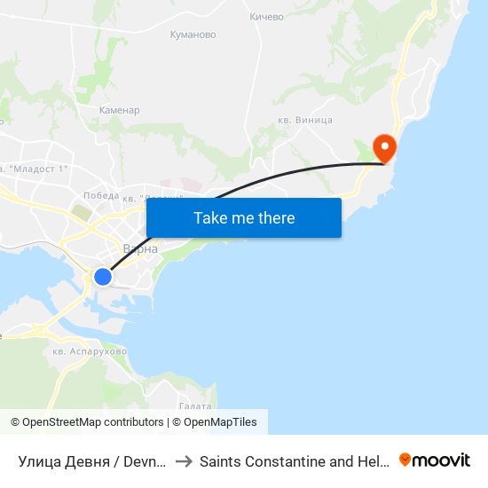 Улица Девня / Devnya Street to Saints Constantine and Helena Resort map
