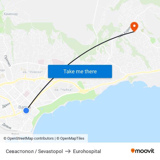 Севастопол / Sevastopol to Eurohospital map