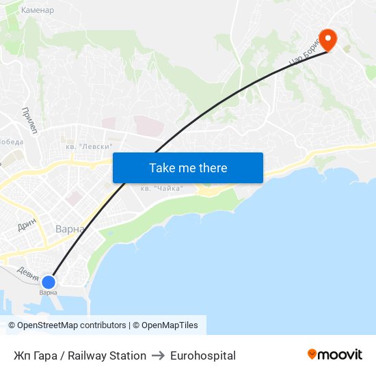 Жп Гара / Railway Station to Eurohospital map