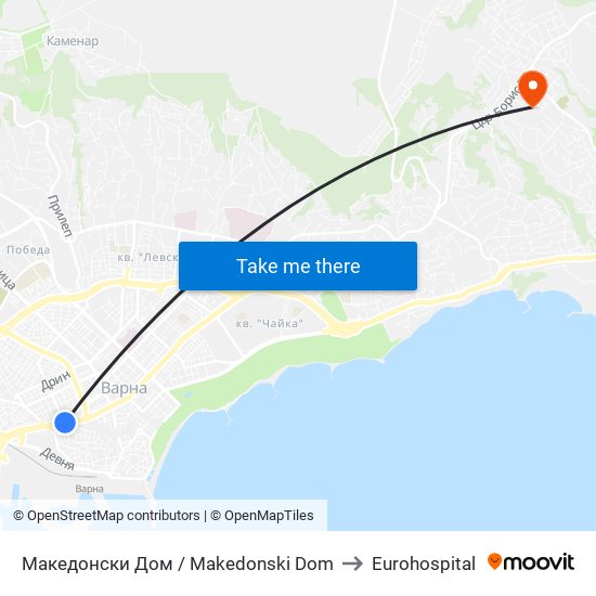 Македонски Дом / Makedonski Dom to Eurohospital map