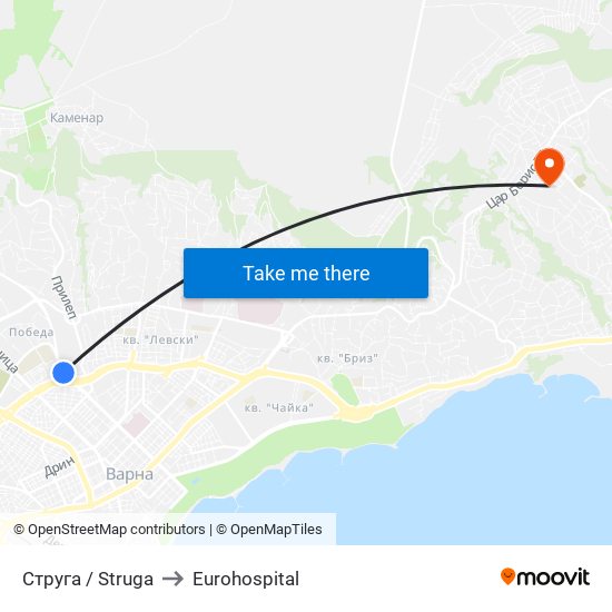 Струга / Struga to Eurohospital map