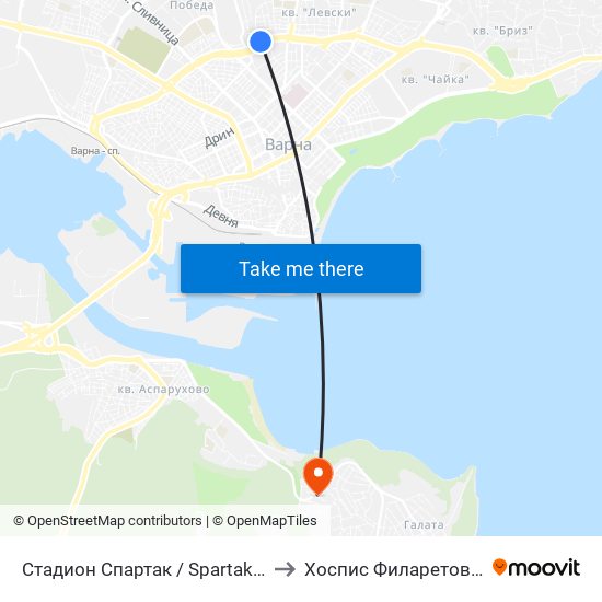 Стадион Спартак / Spartak Stadium to Хоспис Филаретова Еоод map