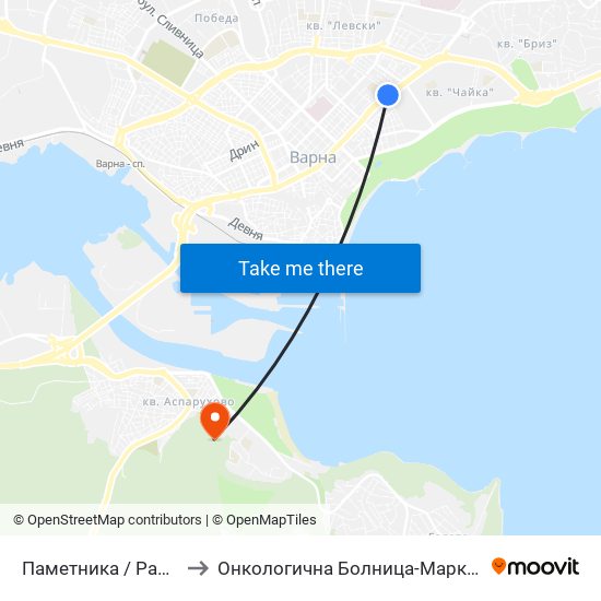 Паметника / Pametnika to Онкологична Болница-Марко Антонов map