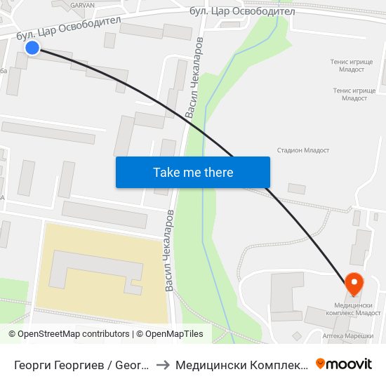 Георги Георгиев / Georgi Georgiev to Медицински Комплекс Младост map