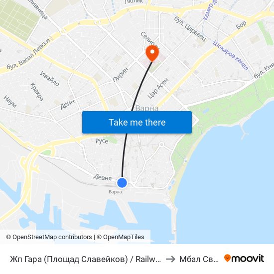 Жп Гара (Площад Славейков) / Railway Station (Slaveykov Square) to Мбал Света Анна map