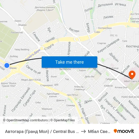 Автогара (Гранд Мол) / Central Bus Station (Grand Mall) to Мбал Света Анна map