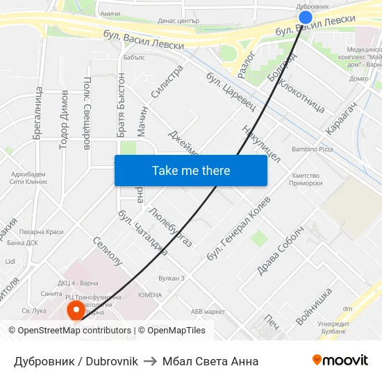 Дубровник / Dubrovnik to Мбал Света Анна map
