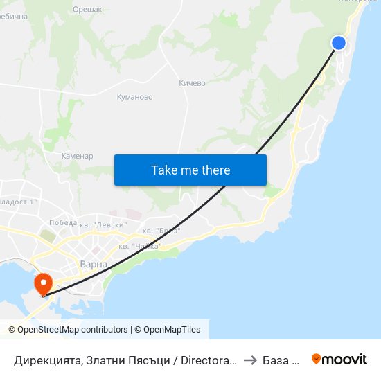 Дирекцията, Златни Пясъци / Directorate, Golden Sands to База Бмкц map