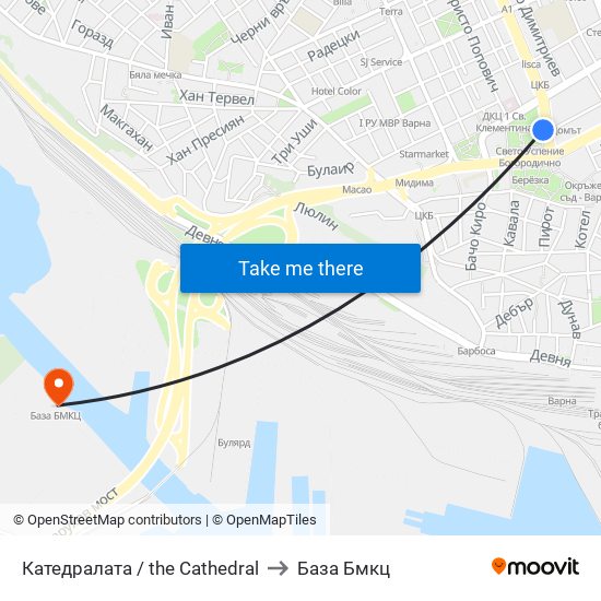 Катедралата / the Cathedral to База Бмкц map